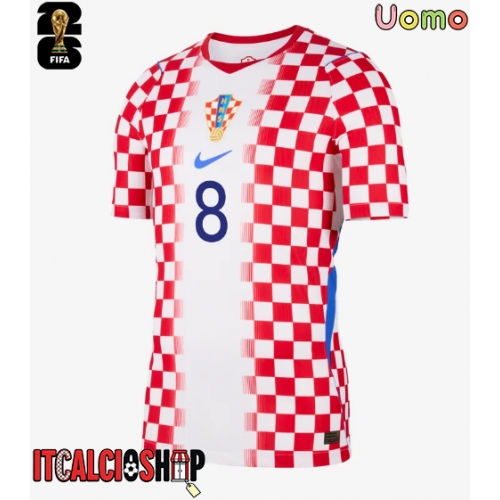 Croazia Mateo Kovacic #8 Prima Maglia Mondiali 2026 Manica Corta